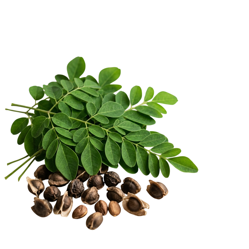 Fresh Moringa Leaves and Seeds